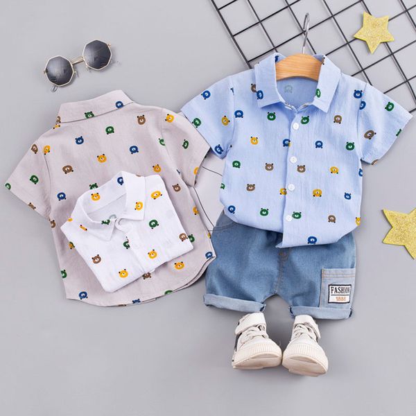 

baby boy clothes set cotton infant baby boys gentleman t-shirt shorts overalls outfits clothes reima, White