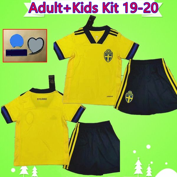 

kids quaison isak olsson 19 20 sweden soccer jerseys euro 2019 2020 european league boys sets forsberg berg larsson football shirts, Black