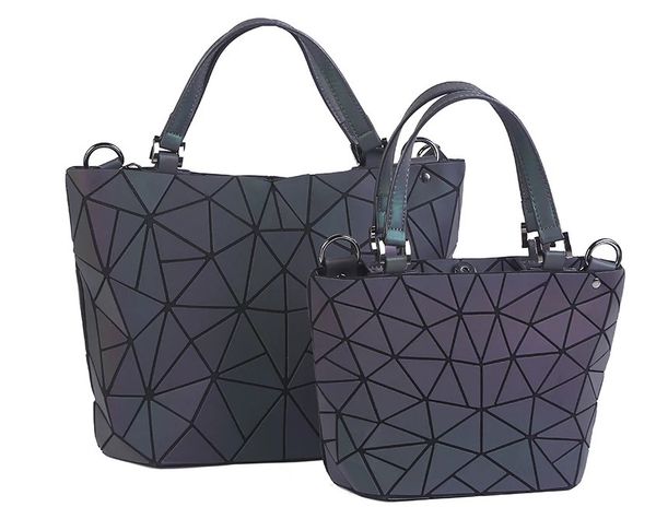 

luminous bag women geometric laser tote quilted shoulder bags hologram laser plain folding handbags large
