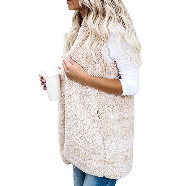

women winter vest open front hooded mid-length waistcoat oversized loose solid color jacket outwear, Black;white