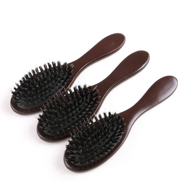 

new 10pcs wooden handle boar bristle hair brush for hair extensions pro tools comb accessories g0316, Silver
