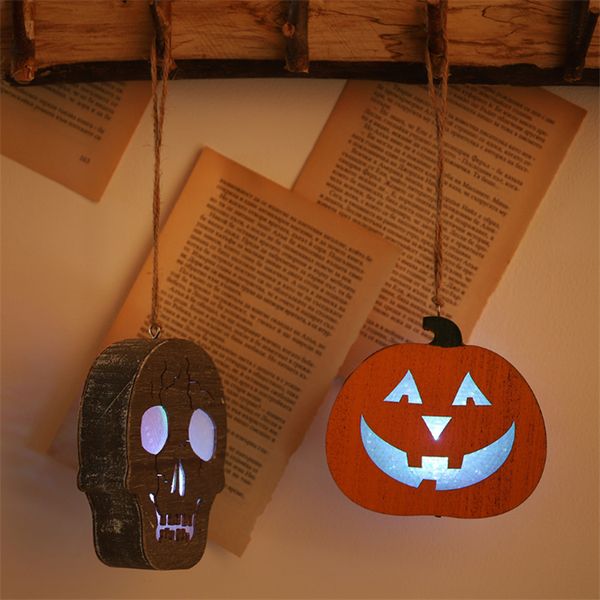 

2 styles halloween wood lanterns skeleton head pumpkin hanging terror hanging lantern halloween lantern party supplies dhl jy403-u