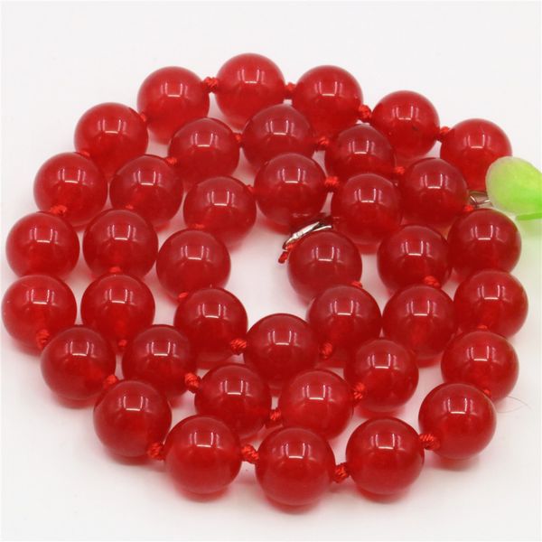

natural red jades jewelry stone round shape necklace 8mm 10mm 12mm beads accessories gift for women 18inch y198, Silver