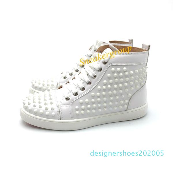 

r men women red bottom party genuine leather glittery bottom studded spikes flats shoes fashion luxury casual shoes d05, Black