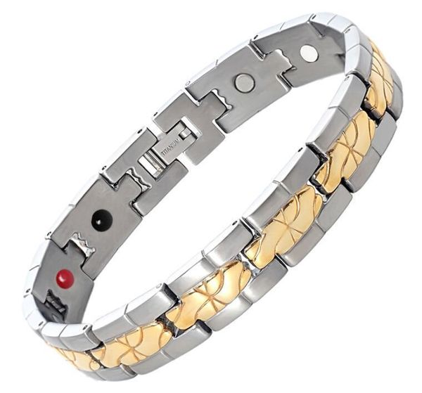 

male bracelet 2019 popular fashion dropshipping bracelets & bangles charm germanium magnetic h power titanium bracelet, Black