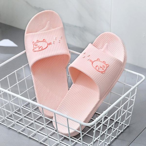 

cute pig cartoon women slides fashion summer lovely ladies casual slip on beach flip flops slides woman indoor slipper, Black