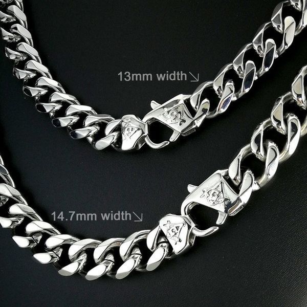 

asonry masonic mason chain heavy mens all polished 316l stainless steel silver tone necklace n377