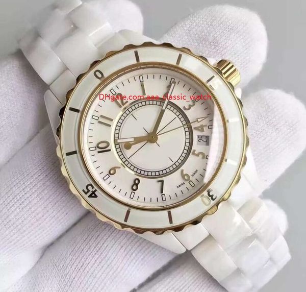 

завод поставщик топ высокое качество наручные часы керамические 38 мм белый циферблат автоматическая механическая дата мужские женские наруч, Slivery;brown