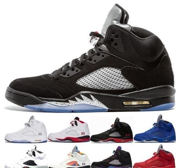 

new 5 5s og black metallic basketball shoes mens 5s black grape oreo red suede metallic silver international flight sneakers 41-47