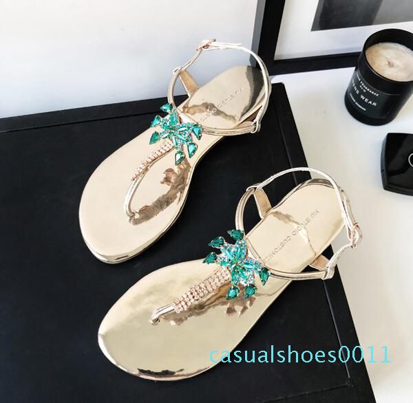 

rhinestone clip toe sandals female beach seaside holiday sandals slippers female sandals diamonds coconut trees sandal slipper c11, Black