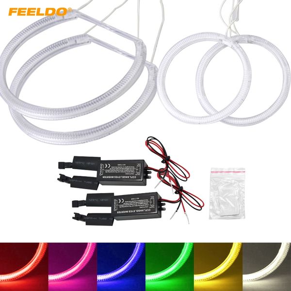 

feeldo 2x106mm 2x146mm car ccfl angel eyes light halo rings kits for mitsubishi lancer x headlight drl white #hq4837