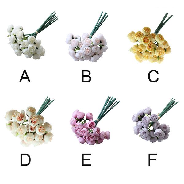 

27heads artificial fake camellia rose bouquet silk flower wedding party home diy