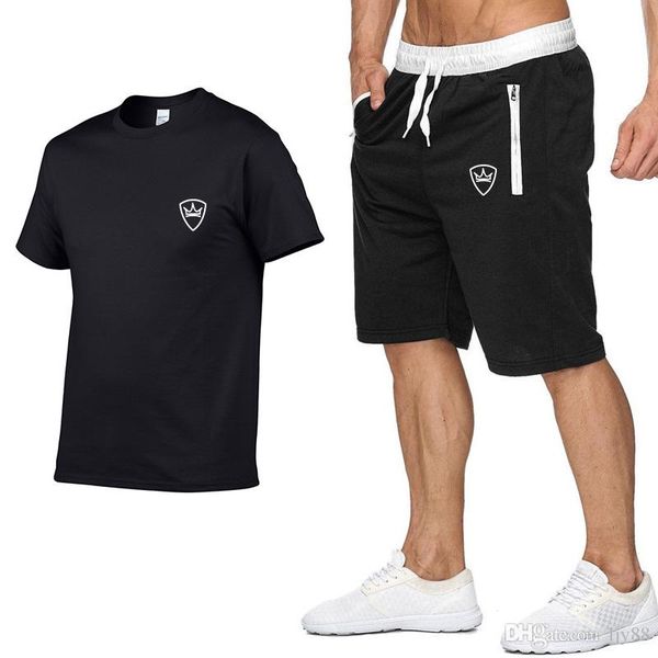 

summer mens tracksuit maserati printed men stall collar v-neck short sleeves pullover with casual jogger pants suits homme sportsuit, Gray