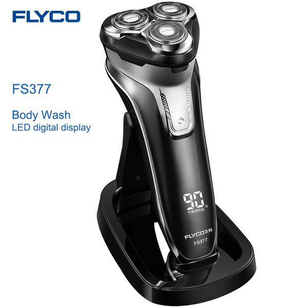 

flyco fs377 electric shaver beard trimmers with 3 floating heads shaving razor fully washable hair trimmer display for men led