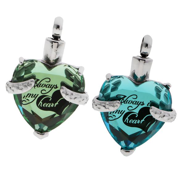 

2 pieces rhinestone stainless steel heart cremation pendant memorial charms, Silver