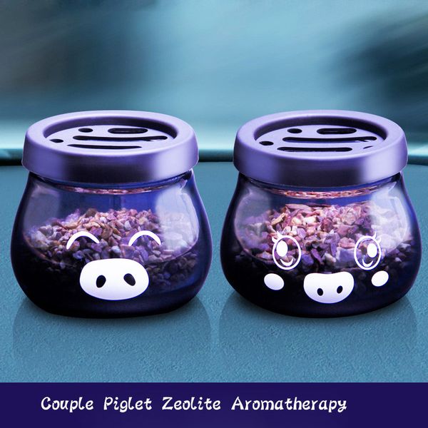 

cartoon couple of pig car perfume dashboard decoration ornament with non-slip mat cute zeolite stone car interior air freshener