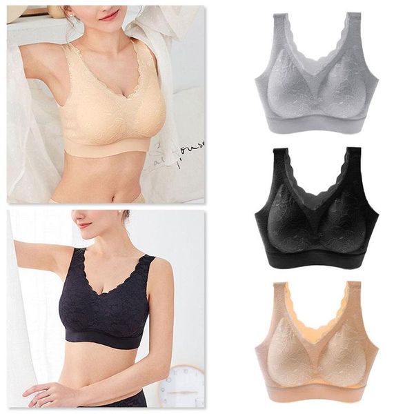 

latex sports underwear 2.0 women's sports brafloral bralette wire seamless trace vest cover lace beauty back bra, Red;black