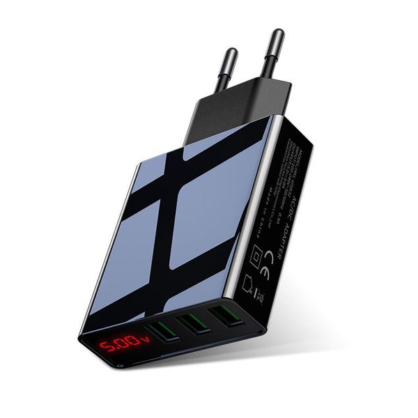 

led display eu 3 port usb charger 3a mobile phone usb charger fast charging wall charger for iphone samsung xiaomi huawei