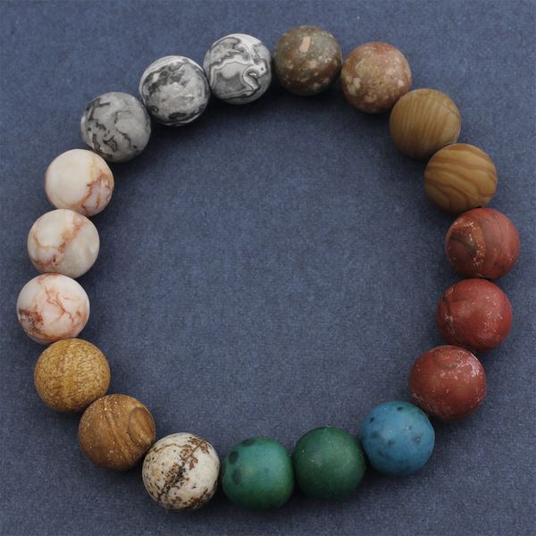 

natural volcanic stones galaxy bracelet starry sky planet universe natural stone scrub agate bracelet 10mm, Golden;silver