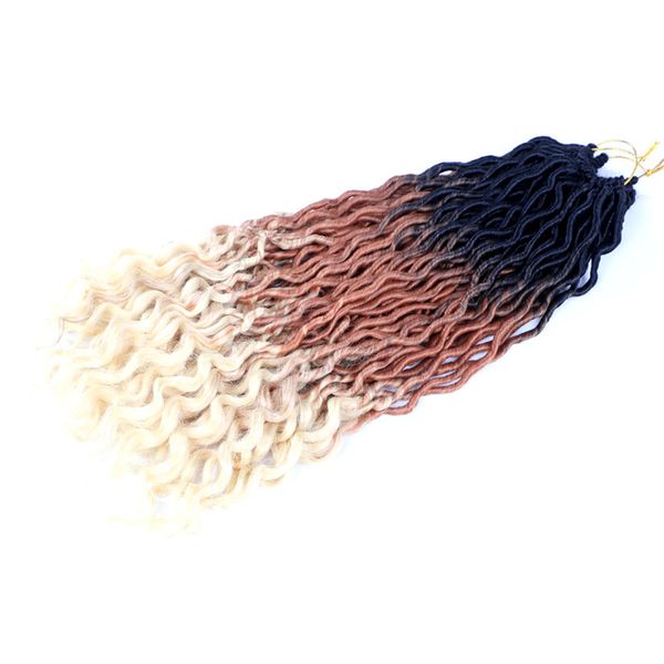 

18inch goddess faux locs crochet hair extensions 70g/pc synthetic crochet braids dread locs curly hair braiding hair, Black