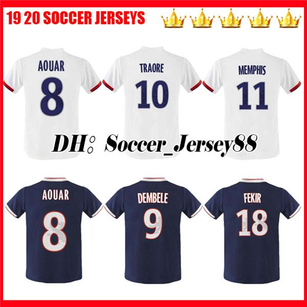 

2019 2020 maillot de foot olympique soccer jersey traore memphis fekir 19 20 football shirts, Black;yellow