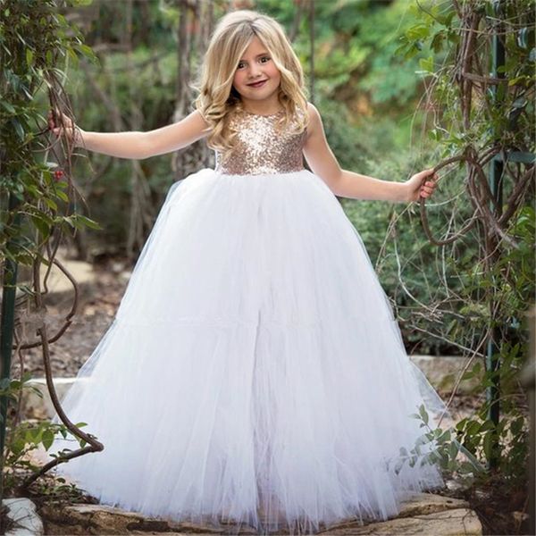

rose gold sequins sparkly little girls pageant dress fancy tulle ball gown kids birthday party wedding flower girl dress customize, White;red