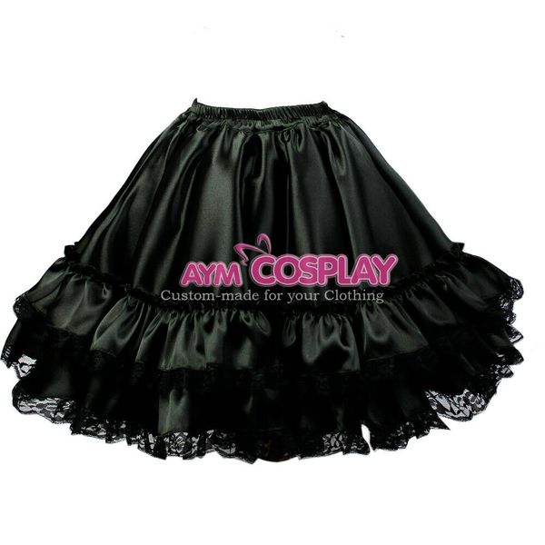 

черный сатин / кружево готический панк petticoat косплей костюм нижняя, Black;red