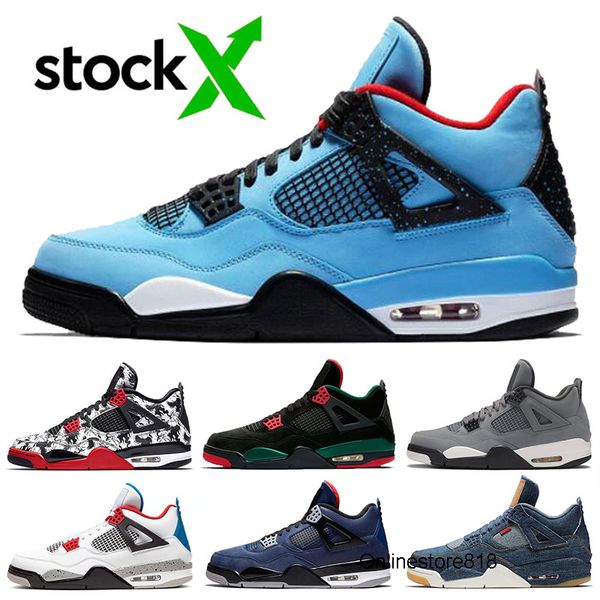 

2020 men basketball shoes new arrival 4s iv travis scotts tattoo pizzeria black deep blue stock x mens sports designer sneakers size 13