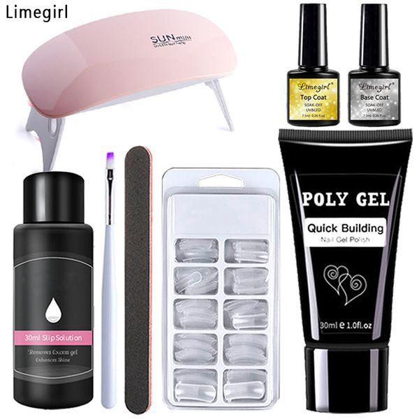 

limegirl quick extension uv builder clear varnish gel nail polish base coat primer for a manicure nail art, Red;pink