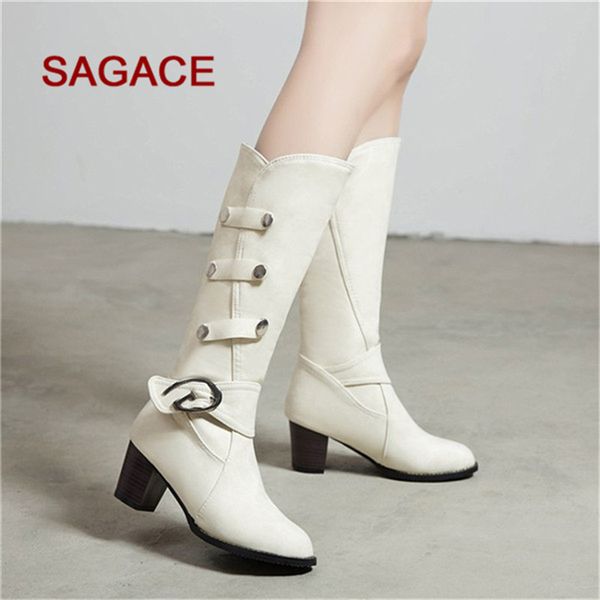 

women winter shoes knee high boots women's fashion scrub high heel winter warm snow boots shoe sapatos femininos, Black