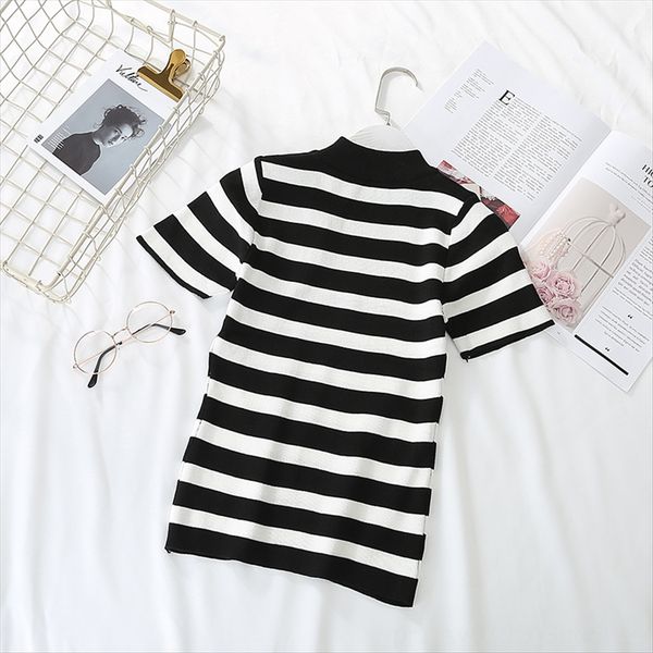 

2020 western oblique base zipper t-shirt zipper slim temperament ice silk knitted short sleeve t-shirt women's wear, White