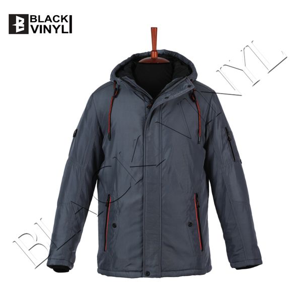 

black vinyl men`s winter collection outdoor jacket casual parka, Tan;black