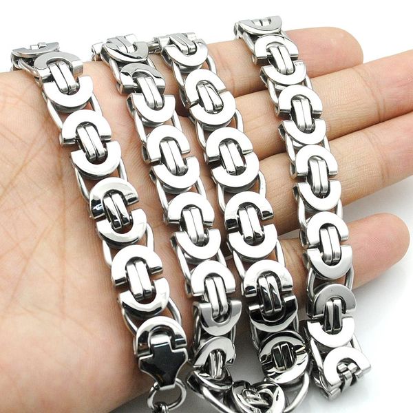 

AMUMIU 11mm Gold Huge & Heavy Long Stainless Steel Byzantine Men Chain Necklace 316L Stainless Steel Jewelry Golden KN016015