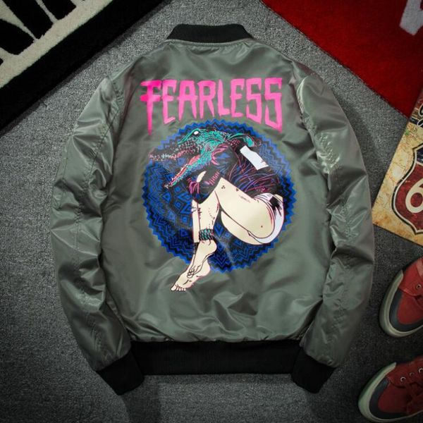 

2019 spring and autumn style tide jacket personality printing ma1 flight suit men and women couple baseball uniform jacket, Black;brown