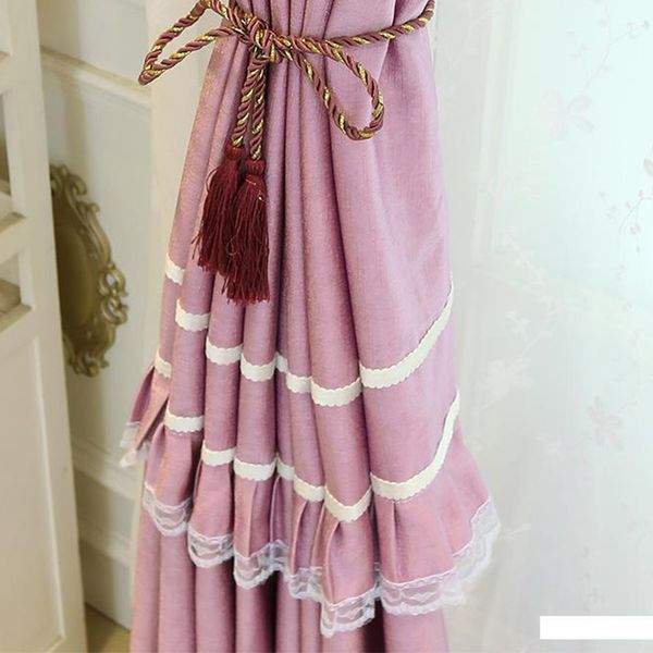 

new lace stitching curtain european solid color living room bedroom children's room wedding room finished curtains custom