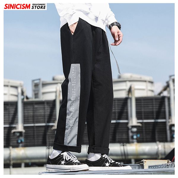 

dropshipping 2020 men summer black casual pants men harajuku streetwear ankle-length joggers male side striped clothing pants