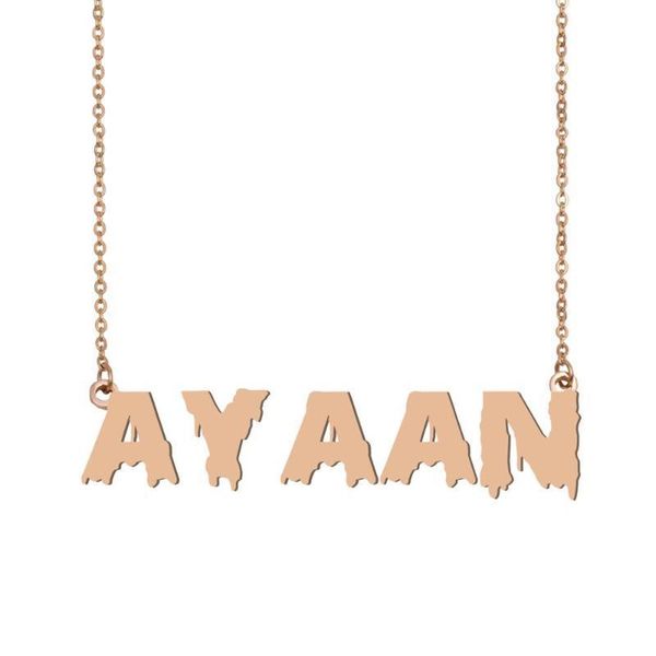 

ayaan name necklace , cool bloody art name necklace for halloween and santa's day jewelry gift for kids boys girls, Silver