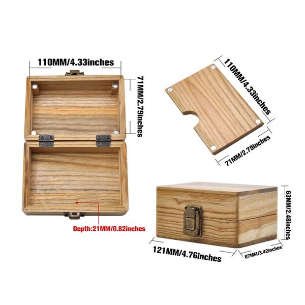 Natural Wood Материал Storage Box Case Шкатулка Портативный дизайн для табака сигареты травы для курения прокатный валок Handroller Дуба Tube DHL бесплатно