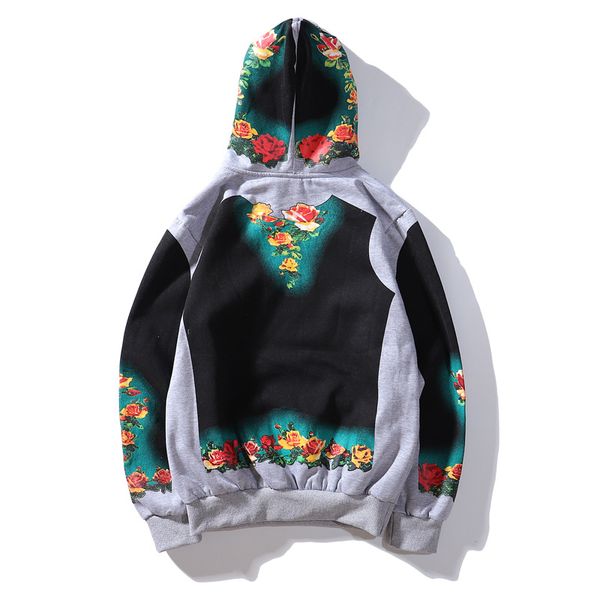 

european and american joint flower sweater hoodie flower hooded couple men and women long sleeve plus velvet jacket, Black