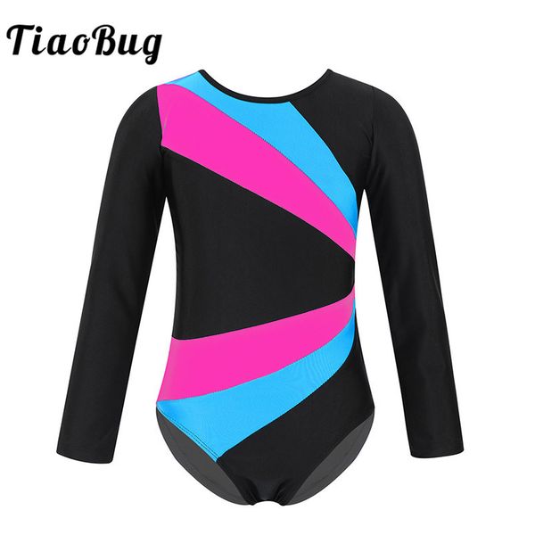 

дети с длинными рукавами пэчворк вырез назад балет гимнастика купальник спортивный боди девушки ребенок конкурс производительность танцеваль, Black;red