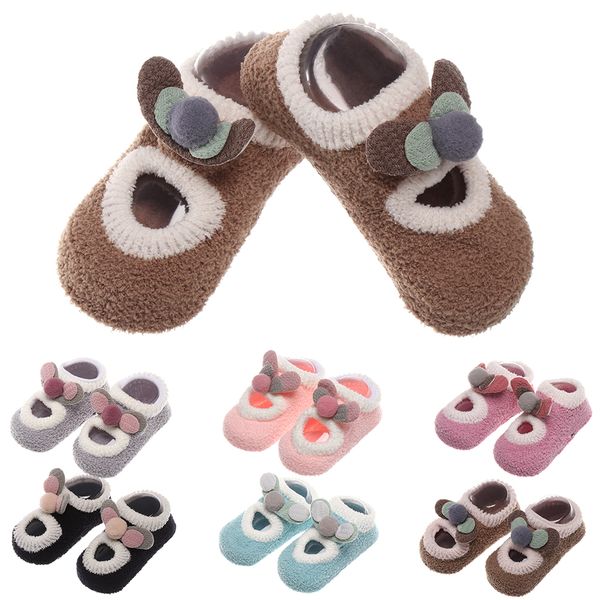 

1 pair newborn cotton socks shoes autumn winter infant warm thick ankle hosiery baby girl floor socks anti-slip step shoes