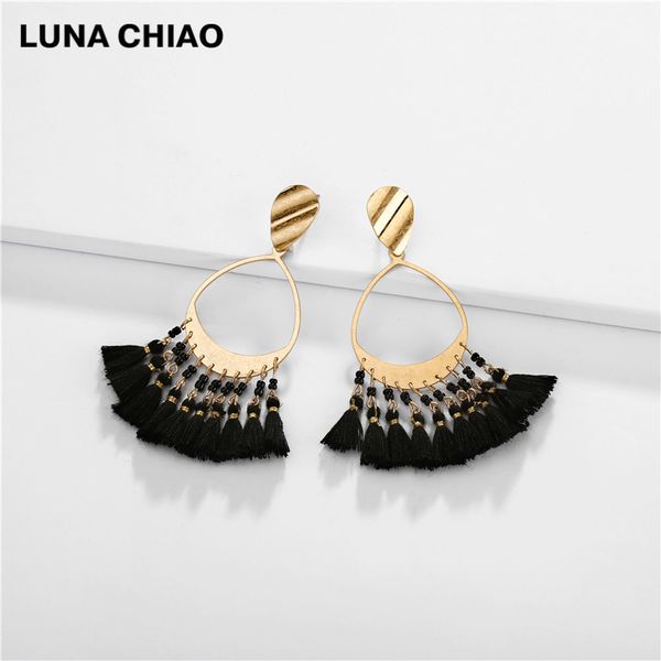 

chiao bohemian mini multi tassels water drop statement earrings for women, Silver