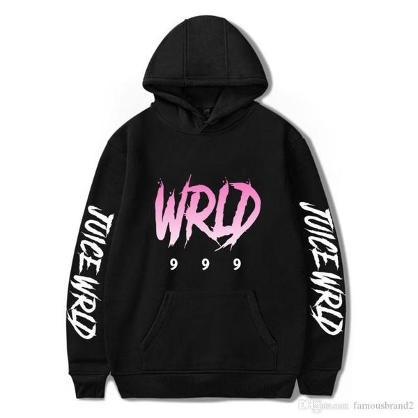 

mens hoodies spring autumn hooded casual hiphop rapper rip sweatshirts 999 juice wrld, Black