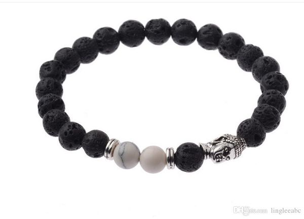 

buddha bead volcanic stone men and women hand chain yoga bracelet, Black