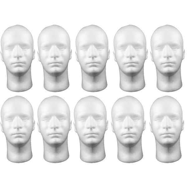 

10x styrofoam foam mannequin head display head model for hairpiece f/ salon, White