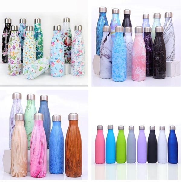 

new 500ml cola shaped water bottle double wall print stainless steel tumbler vacuum insulated travel sport cup thermos coke mug 5167