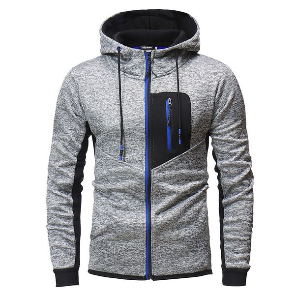 

sweat homme outwear running jacket hoodie men's hoodies fashion full zipper hooded sweatshirt slim male casual coat mens clothes, Black