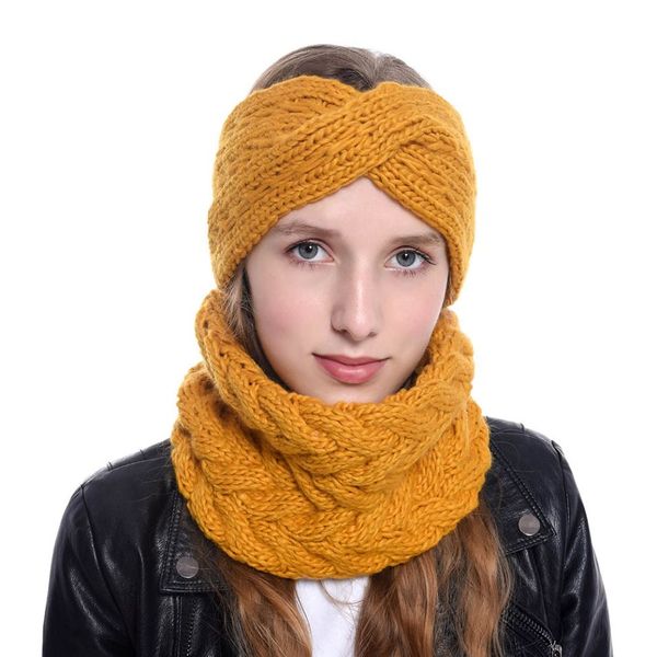 Women Wool Cross Hair Band Knitted Crochet Messy Bun Headband