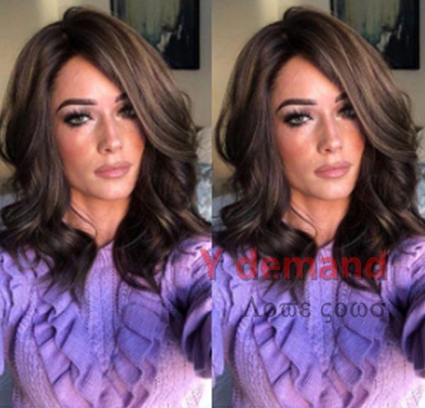 

bob style wig women's short wavy full hair wigs cosplay party neat bangs black brown