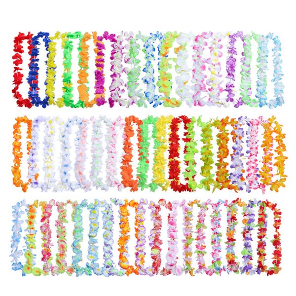 

50pcs/pack silk cloth artificial flowers leis party decor colorful durable fancy garland necklace lightweight wreath ornaments